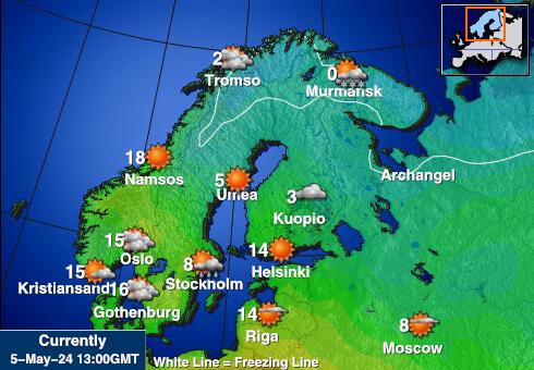Norsko Mapa počasí teplota 