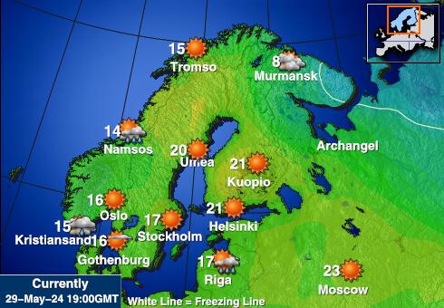 Norvégia Időjárás hőmérséklet térképen 
