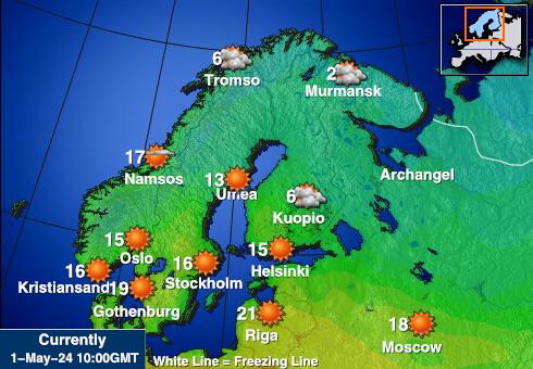 Nórsko Mapa teplôt počasia 