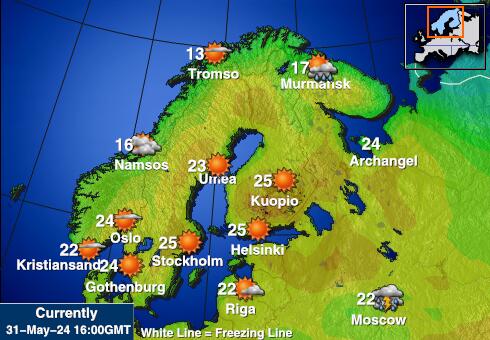 Νορβηγία Θερμοκρασία Καιρός χάρτη 