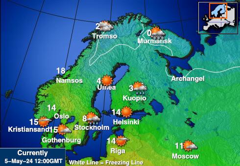 Norveška Vremenska prognoza, Temperatura, karta 