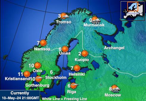Norvège Carte des températures de Météo 