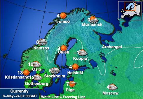 Норвегия Температурна карта за времето 