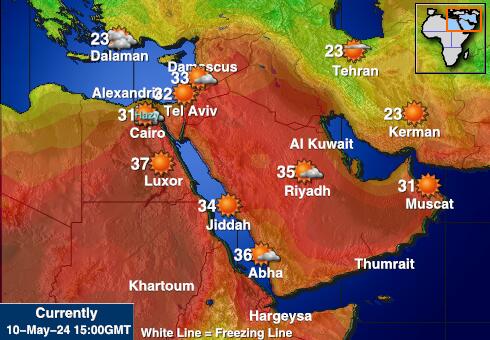 Omán Időjárás hőmérséklet térképen 