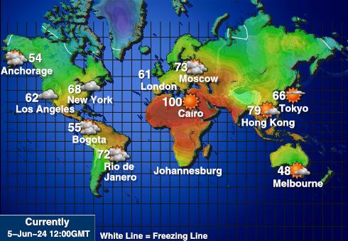Pacifik Mapa počasí teplota 