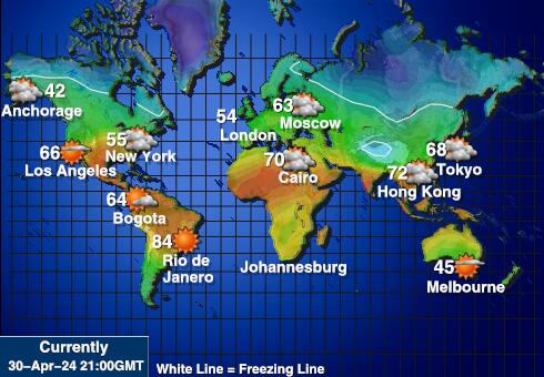 प्रशांत मौसम का तापमान मानचित्र 