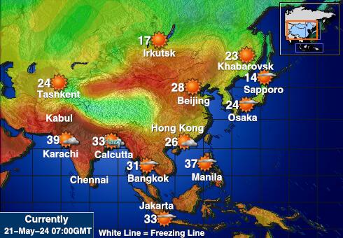 Pakistan Weer temperatuur kaart 