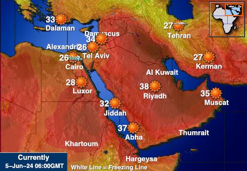 Palästinensische Autonomiegebiete Wetter Temperaturkarte 