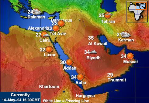 パレスチナ 天気温度マップ 