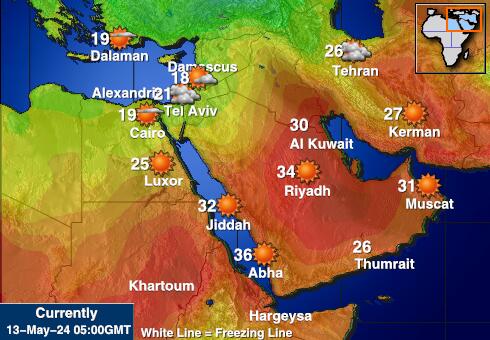 Palestijnse Gebieden Weer temperatuur kaart 