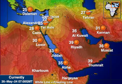 Палестинская территория Карта погоды Температура 