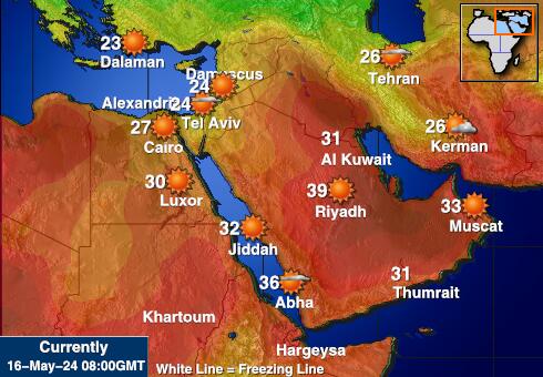 Palestinian Territory Mapa temperatura Tempo 