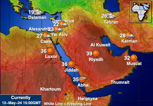 फ़िलिस्तीन राष्ट्र मौसम का तापमान मानचित्र 