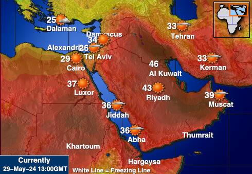 Palästinensische Autonomiegebiete Wetter Temperaturkarte 