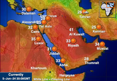 Det palestinske området Været temperatur kart 