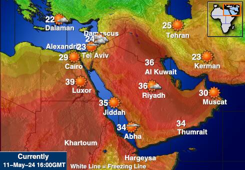 Lãnh thổ Palestine Bản đồ nhiệt độ thời tiết 