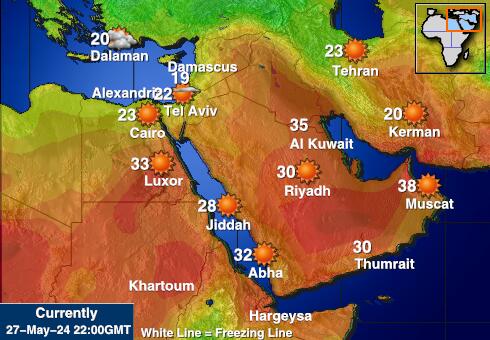 فلسطینی علاقے موسم درجہ حرارت کا نقشہ 