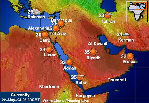 Palestina Mapa počasí teplota 