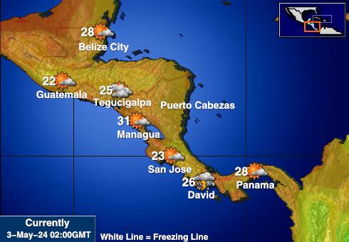 Panama Mapa počasí teplota 