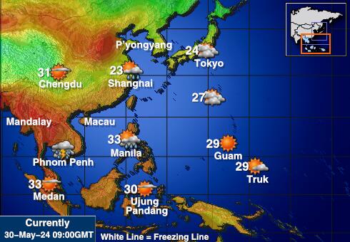 Paracel saared Ilm temperatuur kaart 