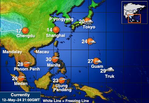 Парацельські острови Карта температури погоди 