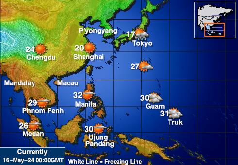Paracelské ostrovy Mapa teplôt počasia 