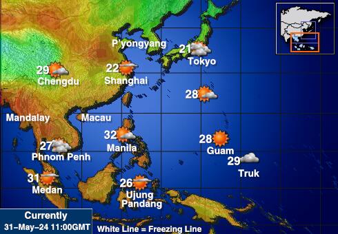 Paracel-szigetek Időjárás hőmérséklet térképen 