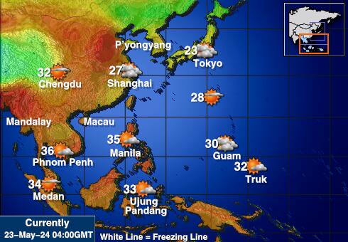 Πάρασελ Νησιά Θερμοκρασία Καιρός χάρτη 