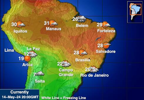 פרגוואי מפת טמפרטורת מזג האוויר 