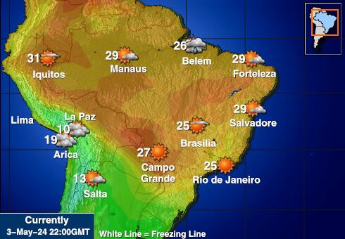 Paraguaj Mapa teplôt počasia 