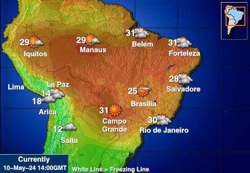Paraguay Mapa temperatura Tempo 