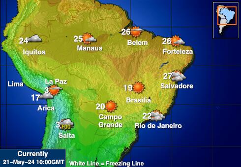 Paraguay Weer temperatuur kaart 