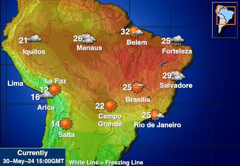 Paragvaj Vremenska prognoza, Temperatura, karta 