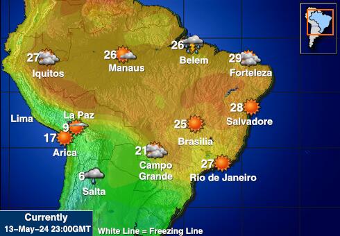 Paraguay Wetter Temperaturkarte 