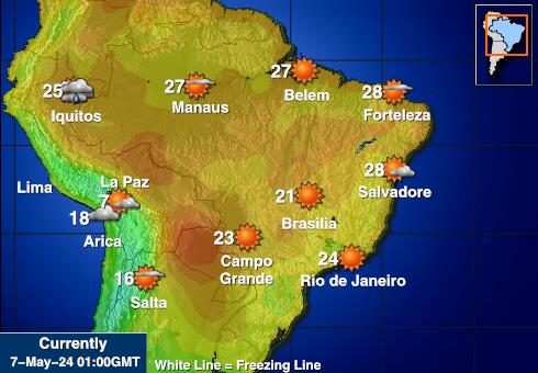 Парагвай Карта погоды Температура 