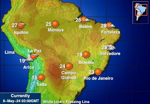 Парагвај Временска прогноза, Температура, Карта 
