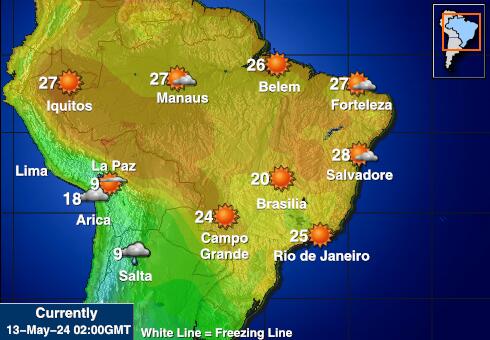 Paragwaj Temperatura Mapa pogody 