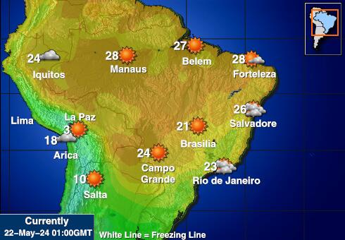 Paraguay Harta temperaturii vremii 