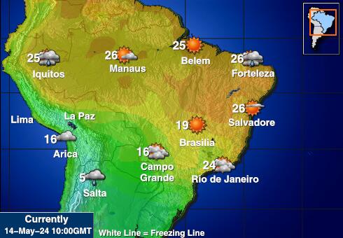 Paraguay Weer temperatuur kaart 