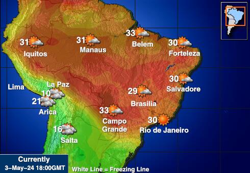 باراغواي خريطة درجة حرارة الطقس 