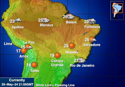 باراغواي خريطة درجة حرارة الطقس 