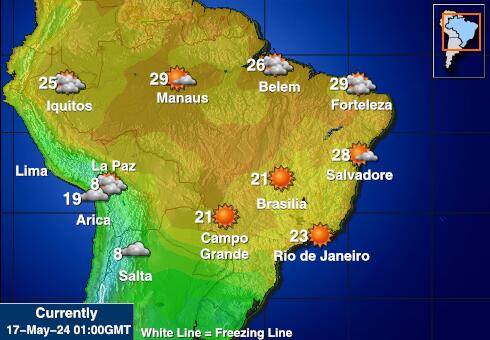 Paraguay Bản đồ nhiệt độ thời tiết 