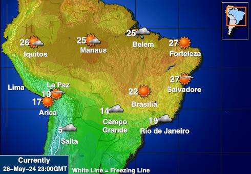 Paraguay Mapa počasí teplota 