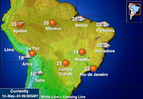 Paragvaj Vreme Temperatura Zemljevid 