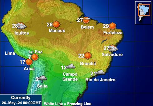Paraguay Mapa de temperatura Tiempo 