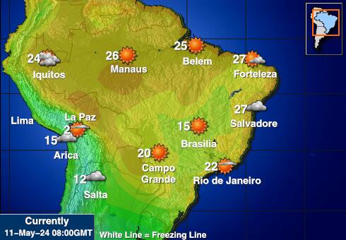 Парагвај Временска прогноза, Температура, Карта 