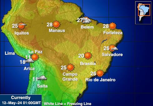 परागुआ मौसम का तापमान मानचित्र 