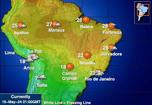 Paraguay Mapa de temperatura Tiempo 