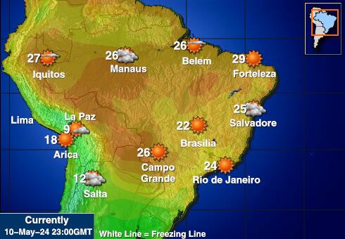 पेरू मौसम का तापमान मानचित्र 
