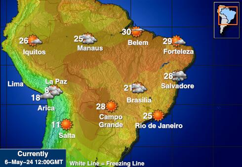 Peru Mapa počasí teplota 